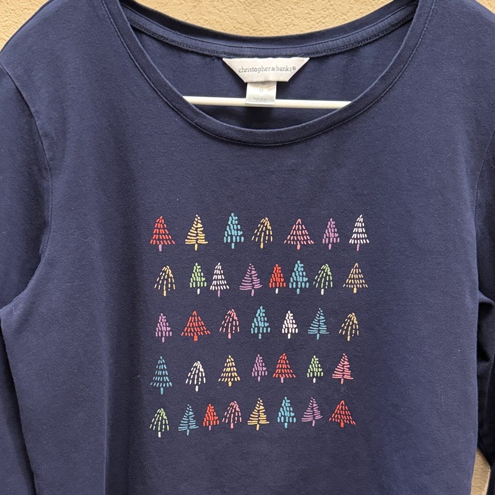 Christopher & Banks Navy Long Sleeve with Trees